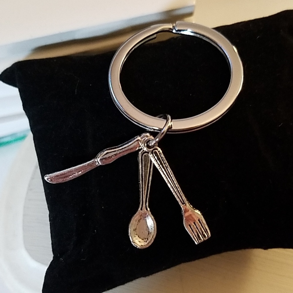 Silverwear Fork Knife Spoon Keyring Purse Charm